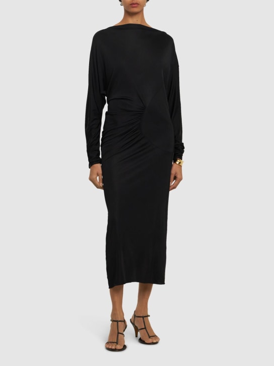 Khaite: Oron viscose midi dress - Black - women_1 | Luisa Via Roma