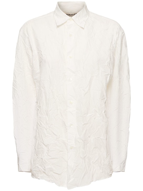 AURALEE: 褶皱棉质斜纹衬衫 - 白色 - women_0 | Luisa Via Roma