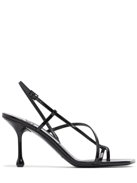 Jimmy Choo: 80毫米Etana皮革凉鞋 - 黑色 - women_0 | Luisa Via Roma