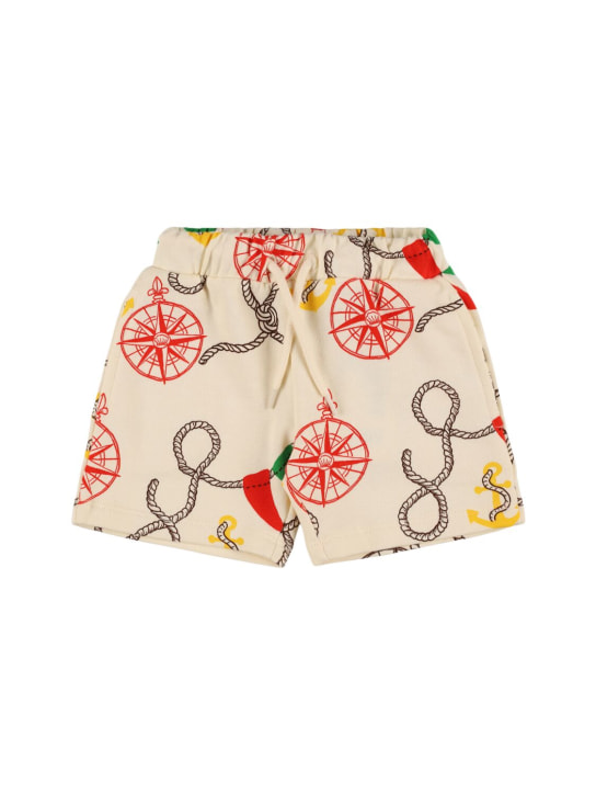 Mini Rodini: Shorts aus Bio-Baumwollfleece mit Druck - Weiß/Multi - kids-boys_0 | Luisa Via Roma