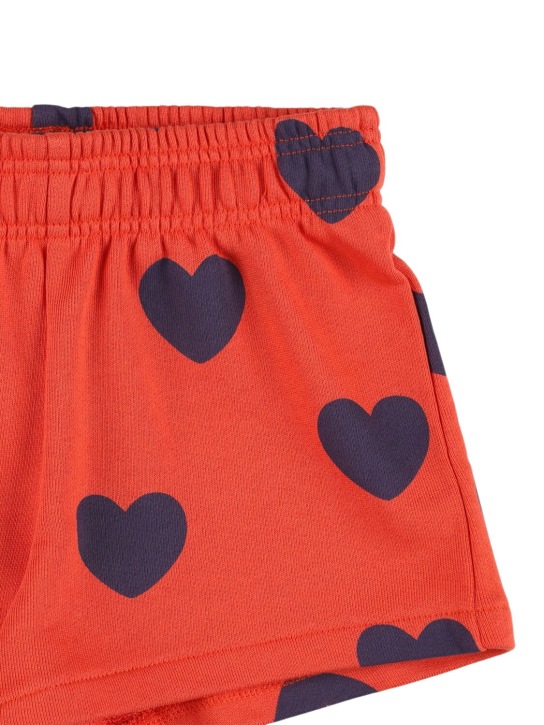 Mini Rodini: Shorts deportivos de algodón orgánico - Rojo - kids-girls_1 | Luisa Via Roma
