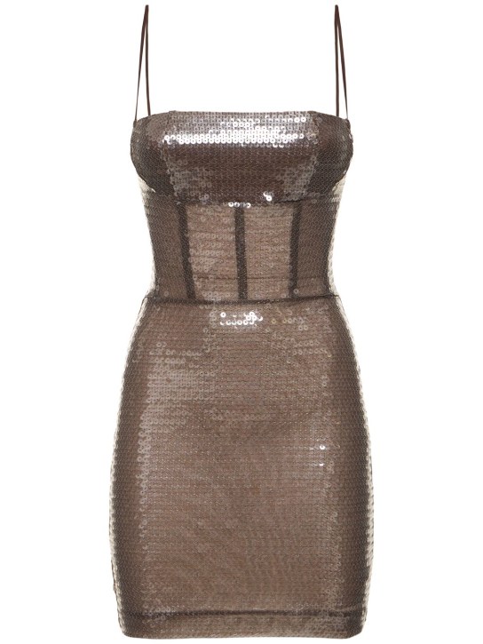 Nensi Dojaka: Kendall sequined mini dress - Kahverengi - women_0 | Luisa Via Roma
