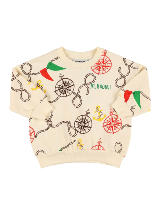 Mini Rodini: Sweat-shirt en coton biologique imprimé - Blanc/Multi - kids-girls_0 | Luisa Via Roma