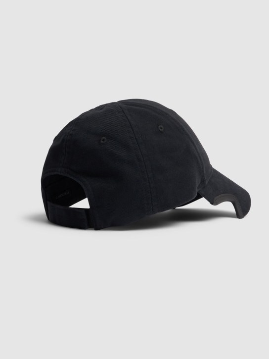 Balenciaga: Political cotton drill cap - Black - men_4 | Luisa Via Roma
