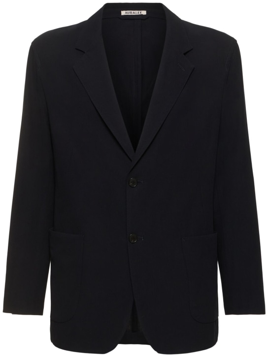 Auralee: Cotton & silk Viyella relaxed fit blazer - men_0 | Luisa Via Roma