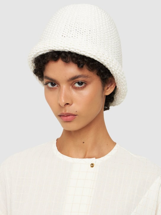 Loro Piana: Hida Cloche cotton blend hat - Beyaz - women_1 | Luisa Via Roma
