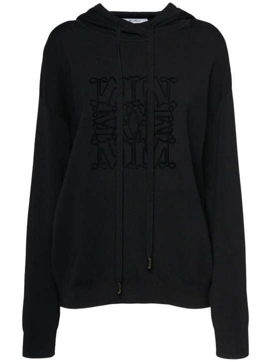 Max Mara: Pamir logo wool knit hoodie - women_0 | Luisa Via Roma