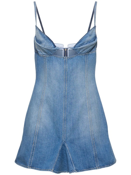 Nensi Dojaka: Fitted denim mini dress - Blue - women_0 | Luisa Via Roma