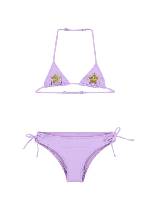 Mc2 Saint Barth: Bikini con stampa stelle glitter - Viola Chiaro - kids-girls_0 | Luisa Via Roma