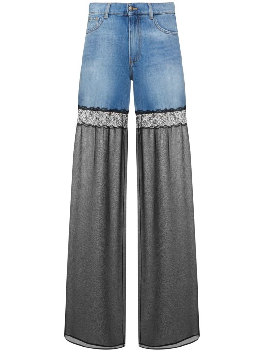 Nensi Dojaka: Hybrid-Jeans aus Denim und Nylon - Blau /Schwarz - women_0 | Luisa Via Roma