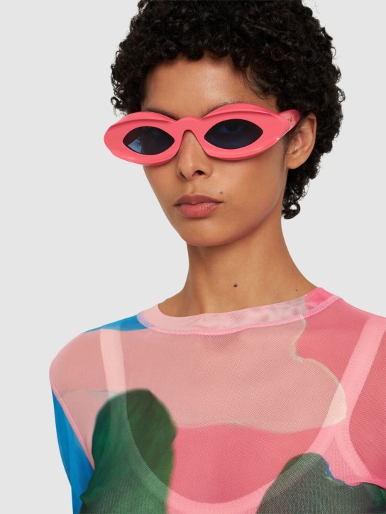Marni: Dark Doodad pink acetate sunglasses - Pink/Blue - women_1 | Luisa Via Roma