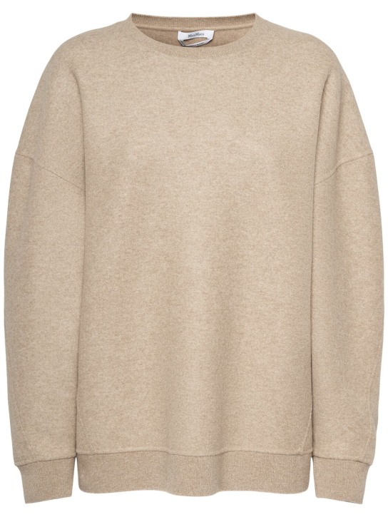 Max Mara: Elvira wool blend jersey sweatshirt - Brown - women_0 | Luisa Via Roma