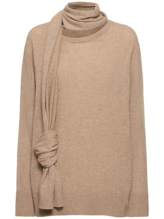 Stella McCartney: Regenerated knit scarf sweater - Beige - women_0 | Luisa Via Roma