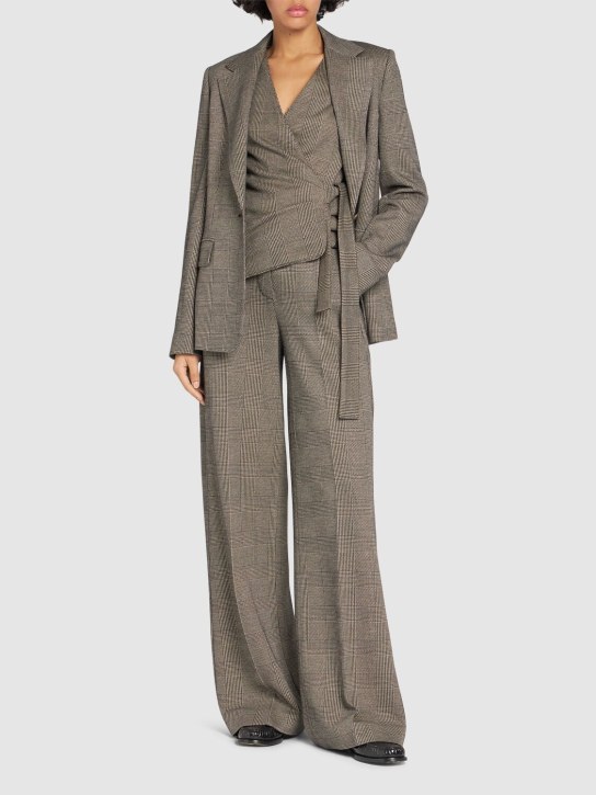Max Mara: Muschio wool blend blazer - Grey/Multi - women_1 | Luisa Via Roma