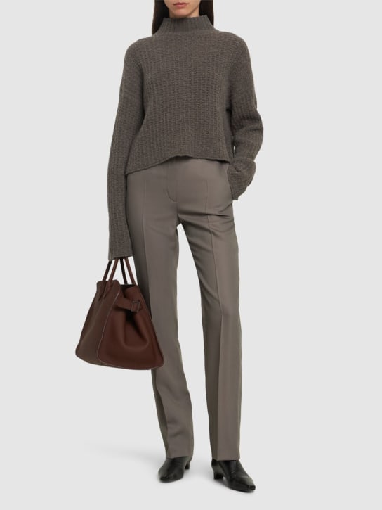 Loulou Studio: Kris alpaca blend turtleneck sweater - Taupe Grey - women_1 | Luisa Via Roma