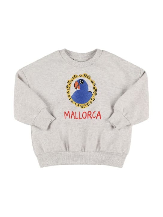 Mini Rodini: Embroidered organic cotton sweatshirt - Grey - kids-girls_0 | Luisa Via Roma
