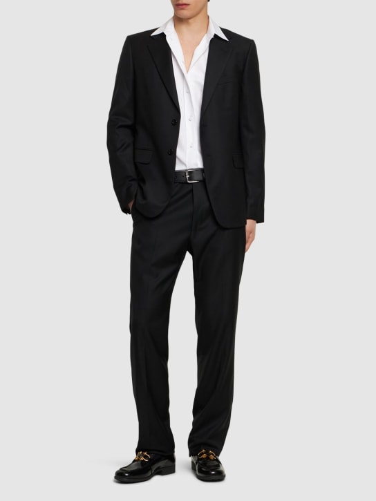 Gucci: Natural wool blend London suit - Black - men_1 | Luisa Via Roma