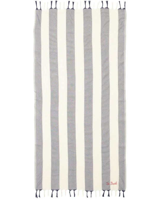 Mc2 Saint Barth: Logo striped cotton towel - kids-girls_0 | Luisa Via Roma