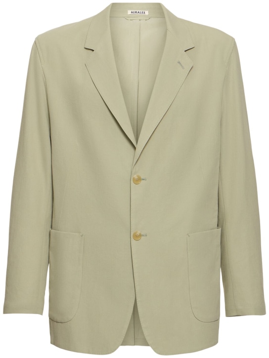 Auralee: Cotton & silk Viyella relaxed fit blazer - men_0 | Luisa Via Roma
