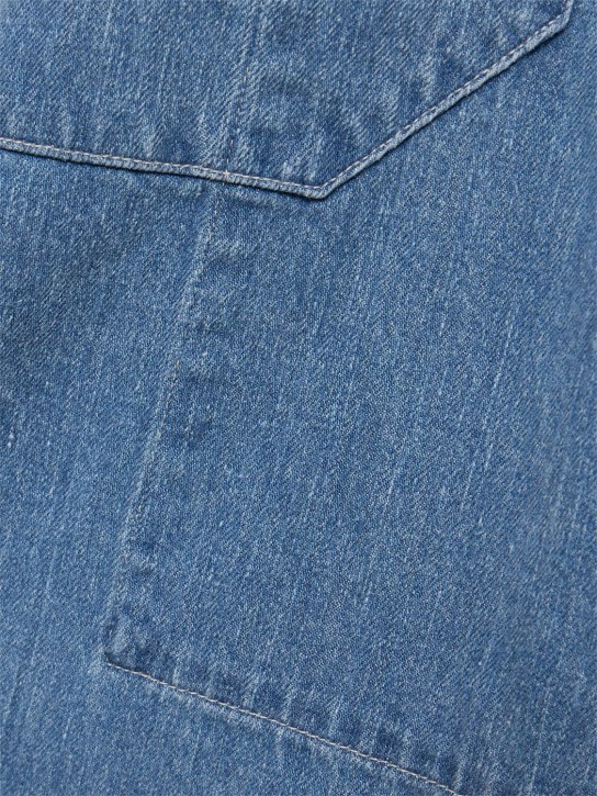 AURALEE: Selvedge cotton denim polo shirt - Blue - women_1 | Luisa Via Roma