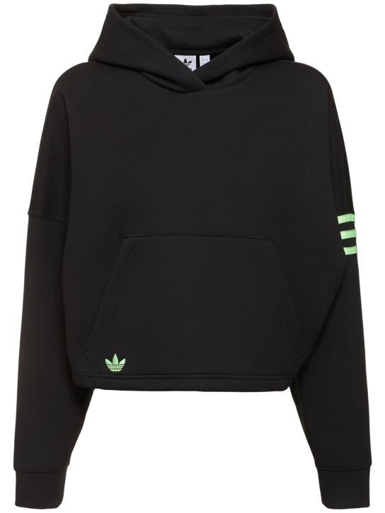 adidas Originals: Sweat-shirt à 3 bandes avec capuche - Noir - women_0 | Luisa Via Roma