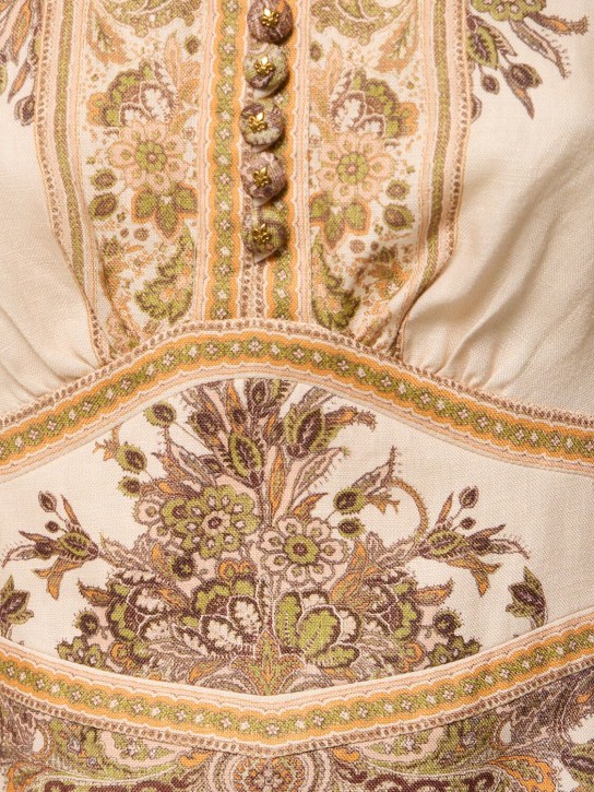 Zimmermann: Robe courte boutonnée en lin paisley Natura - Multi Beige - women_1 | Luisa Via Roma