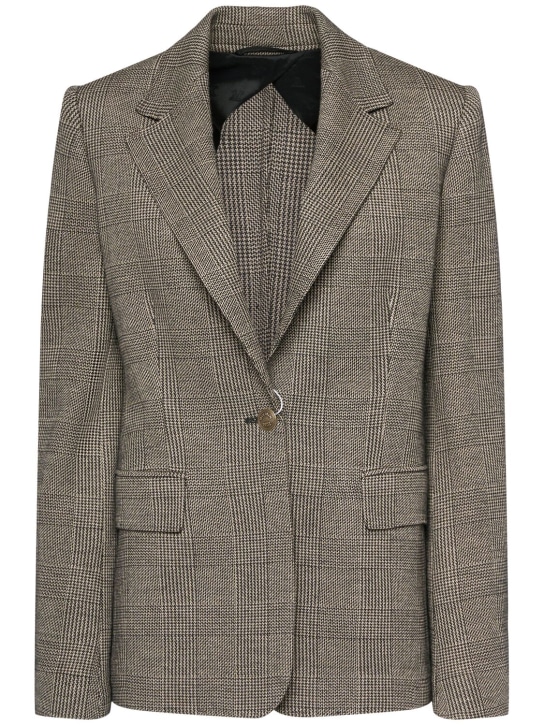 Max Mara: Muschio wool blend blazer - Grey/Multi - women_0 | Luisa Via Roma