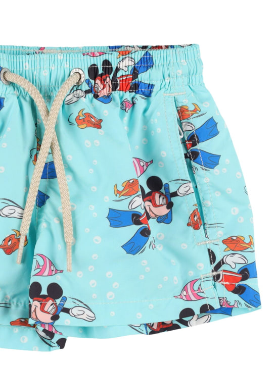 Mc2 Saint Barth: Mickey print nylon swim shorts - Lightblue/Multi - kids-boys_1 | Luisa Via Roma