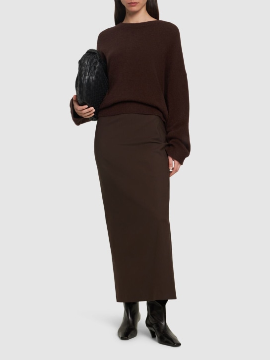 Loulou Studio: Ropo wool blend crewneck sweater - Brown - women_1 | Luisa Via Roma