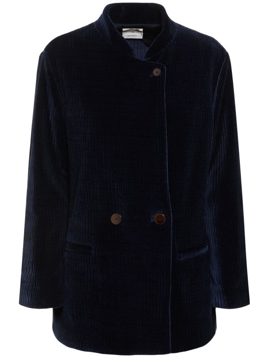 Forte_forte: Knitted corduroy jacket - Navy - women_0 | Luisa Via Roma