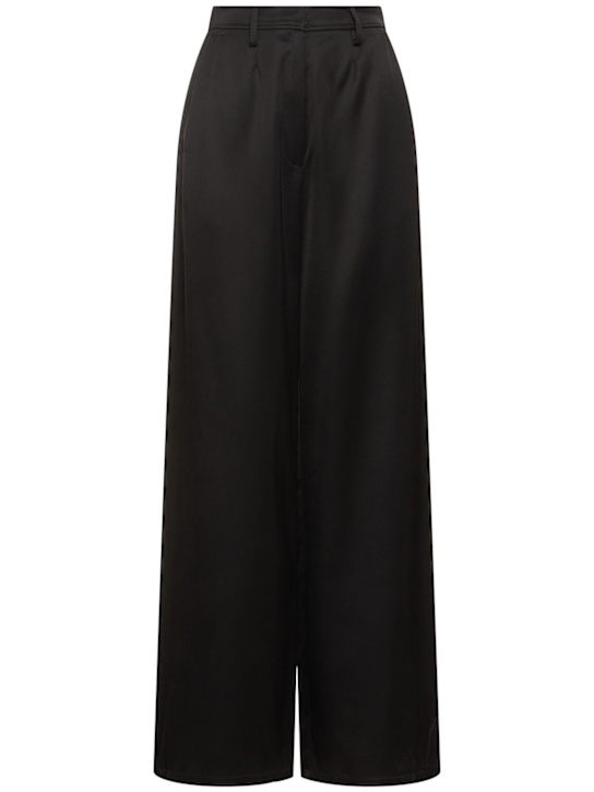 Forte_forte: Viscose & wool faille palazzo pants - women_0 | Luisa Via Roma