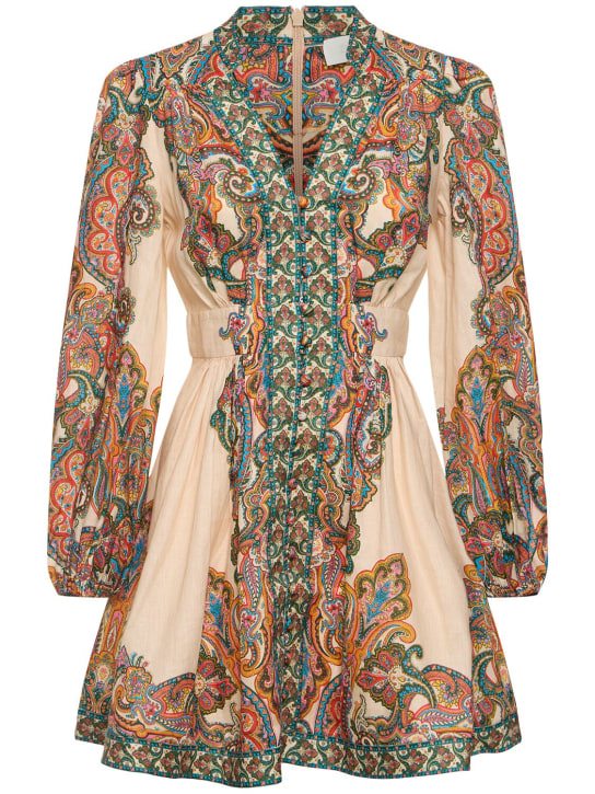 Zimmermann: Ottie linen printed mini dress - Multicolor - women_0 | Luisa Via Roma