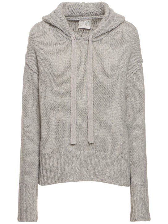 Forte_forte: Soft wool knitted hoodie sweater - Grey - women_0 | Luisa Via Roma
