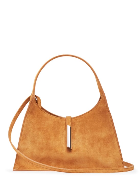 Little Liffner: Mini Pointy suede top handle bag - Rhum - women_0 | Luisa Via Roma