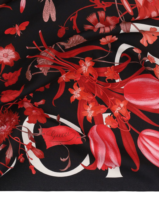 Gucci: Flora silk scarf - Nero/Multicolor - women_1 | Luisa Via Roma