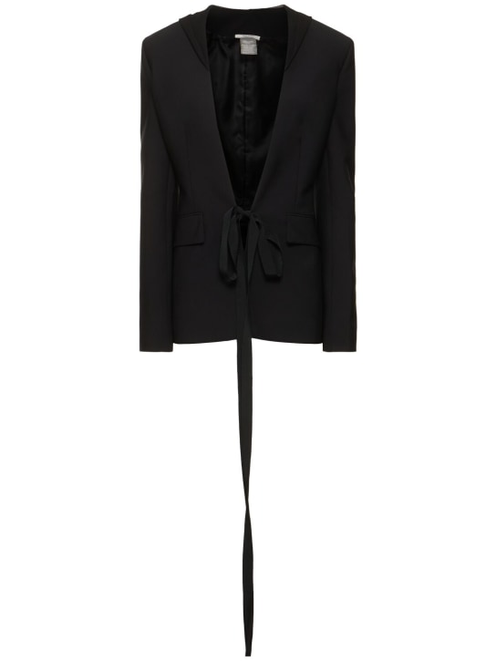 Nensi Dojaka: Tailored wool blend blazer w/ hood - Black - women_0 | Luisa Via Roma