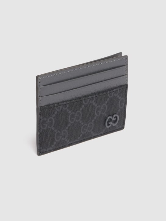Gucci: Bicolor GG card case - 黑色/灰色 - men_1 | Luisa Via Roma