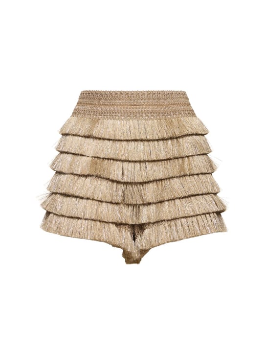 Patbo: Shorts con flecos metálicos - Oro - women_0 | Luisa Via Roma