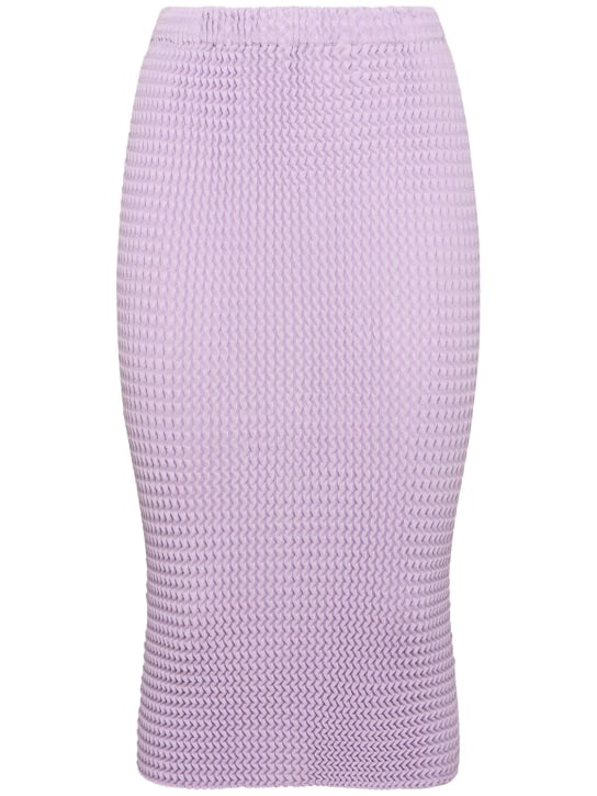 ISSEY MIYAKE: 打褶混棉半身裙 - 丁香紫 - women_0 | Luisa Via Roma