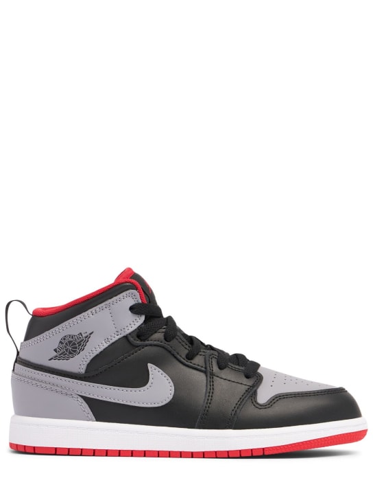 Nike: Jordan 1 Mid sneakers - Black/Cement - kids-girls_0 | Luisa Via Roma