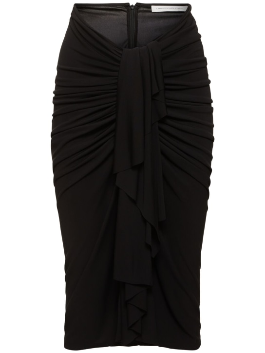 Christopher Esber: Vivenda draped midi skirt - Black - women_0 | Luisa Via Roma