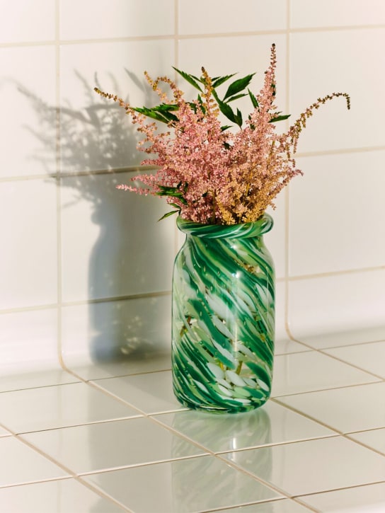 HAY: Splash small green swirl roll neck vase - Green - ecraft_1 | Luisa Via Roma