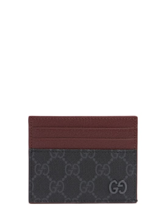 Gucci: Bicolor GG card case - 黑色/酒红色 - men_0 | Luisa Via Roma