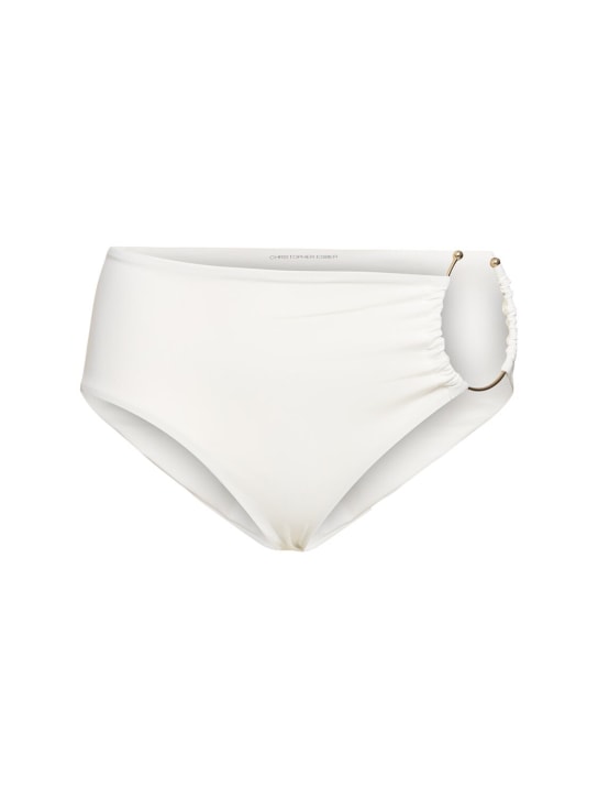 Christopher Esber: Metal ring high waist bikini bottoms - Beyaz - women_0 | Luisa Via Roma