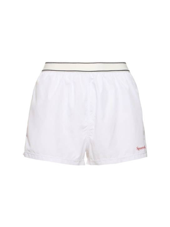 Sporty & Rich: Serif logo sport shorts - Beyaz - women_0 | Luisa Via Roma