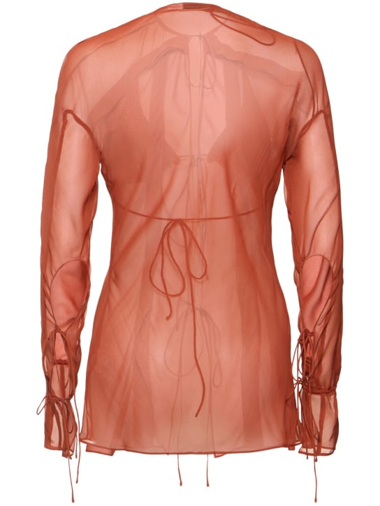 Christopher Esber: Floating sheer long sleeve shirt - Brown - women_4 | Luisa Via Roma