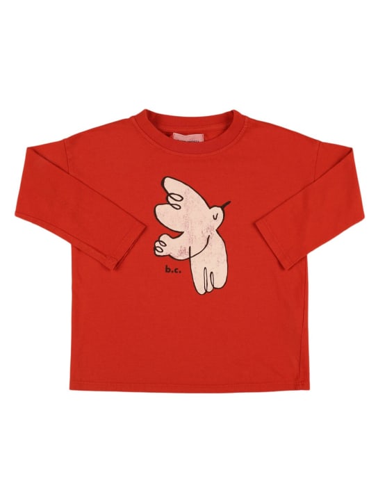 Bobo Choses: T-shirt en coton biologique imprimé oiseau - Rouge - kids-boys_0 | Luisa Via Roma