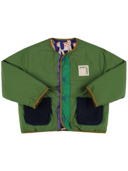 Bobo Choses: Printed reversible recycled poly jacket - Green/Multi - kids-boys_0 | Luisa Via Roma