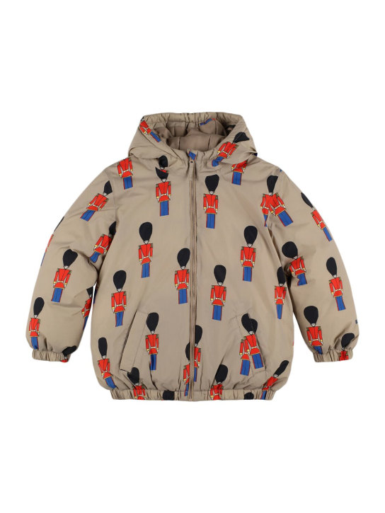 Bobo Choses: Recycled poly hooded puffer jacket - Beige - kids-girls_0 | Luisa Via Roma