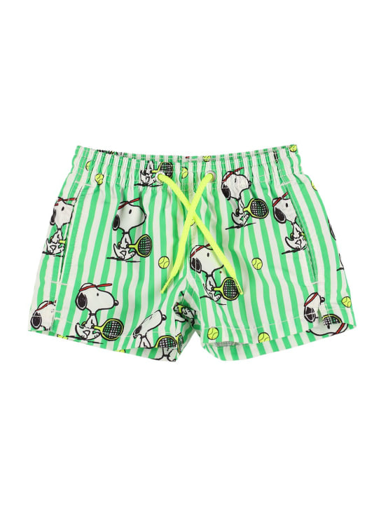 Mc2 Saint Barth: Snoopy print nylon swim shorts - Yeşil - kids-boys_0 | Luisa Via Roma